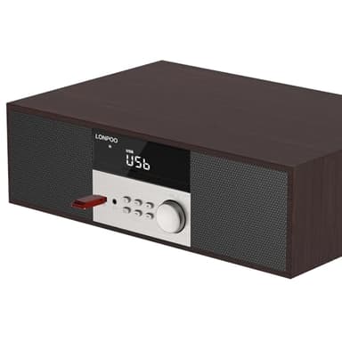 LONPOO Stereo System Systems with CD Player, 40W CD Players for Home, Bluetooth, USB Playback, FM Radio, Aux-Input, Earphone Port