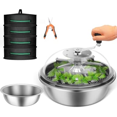 MELONFARM 16 Inch Bud Leaf Bowl Trimmer Twisted Spin Cut for Hydroponic Plant with Sharp Stainless Steel Blades，4-Layer Plant Rack Included and Results Collection Bowl