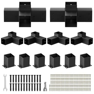 Pergola Kit, Heavy Duty Pergola Brackets for 4"x 4" (Actual 3.5" X 3.5") Lumber,DIY Rust-Proof Gazebo Hardware Kits with 3-Way & 4-Way Corner Bracket, Gazebo Brackets Kits for Patio Backyard Outdoor