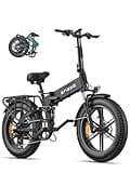ENGWE Engine Pro 2.0 1200W Peak Power 75N.m Torque Sensor Ebike, 4.0*20” Fat Tire Folding Electric Bike for Adults, 52V 16AH Battery Up to 28MPH 68Mile Long Range, Full Suspension All Terrain(Black)