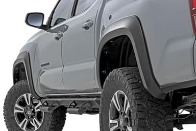 Rough Country Sport Style Fender Flares for Toyota Tacoma (2016-2023) - Durable ABS Flares, 1" Coverage, No-Drill Install, UV-Protected Flat Black Finish