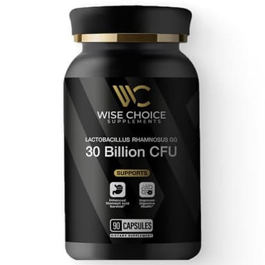 WISE CHOICE SUPPLEMENTS Lactobacillus Rhamnosus GG Probiotic | 30 Billion CFU | 90 Capsules | LGG Strain for Advanced Gut Health & Immune Support | 3rd Party Tested | Non-GMO & Gluten Free