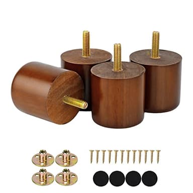 Maricome 2 Inch Wood Furniture Feet Set of 4 Predrilled M8 Bolt Mini Small Replacement Legs for Ottoman Dresser Chair Short Solid Column Modern