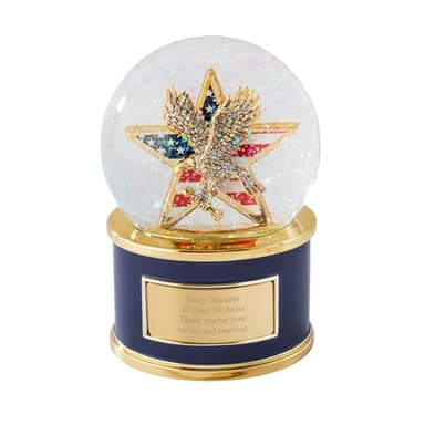 THINGS REMEMBERED Engraved American Flag Military Musical Snow Globe (Free Customization), Plays America The Beautiful Music