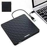 ORIGBELIE External CD DVD Drive for Laptop, USB 3.0 Type-C Ultra Slim 13mm DVD Player Portable CD DVD +/-RW Drive CD Burner Reader Writer Recorder for Desktop PC Windows 11/10/8/7 Linux Mac OS (Black)