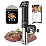 KitchenBoss WIFI Sous Vide Cooker: Ultra-Quiet Sous-vide Cooking Machine 1100 Watts Stainless Steel Immersion Circulator for Kitchen with TFT Preset Recipes, Black
