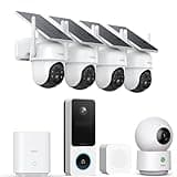 AOSU Home Security System DIY Kit, SolarCam D1 Classic 4 Kit + Doorbell Camera Wireless + 2K Indoor Camera