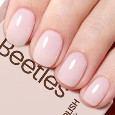 Beetles Milky Pink Gel Nail Polish, 15ml Nude Pink Jelly Neutral Color Polish Set Translucent Sheer Gel Nail Concealer Soak Off Uv LED Nail Lamp French Nail Art Gifts for Her Women