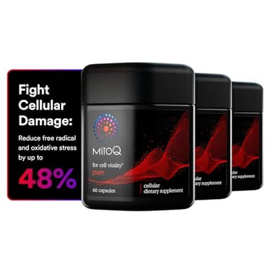 MitoQ Pure Advanced Mitochondria Supplement Superior Bioavailability to CoQ10 | Reduces Free Radical Damage for Healthy Aging, Metabolism, Heart Health, Energy, Strength & Mobility