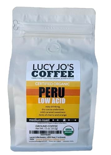 Lucy Jo's Coffee Roastery, Organic Peru Low Acid, Medium Roast, 11 oz (Ground)