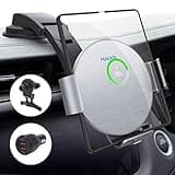 MAKAQI Wireless Car Charger for Galaxy Z Fold 6/5/4/3/2, Dual Coil Auto Clamping Wireless Car Charger Mount for iPhone 16/15/14/13/12/11 Pro Max/X, Fast Charging Car Holder for Galaxy Z Fold