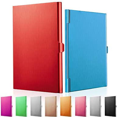 Leinuosen 10 Pack Business Name Card Holder Case Aluminum Business Name Card Carrier Mental Credit Case Wallet Professional Stainless Steel Pocket for Men & Women,2.36 x 3.66 Inch,9 Colors Available