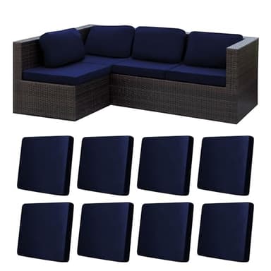 8Pcs Stretch Patio Cushion Covers,Outdoor Couch Covers Replacement,Outdoor Couch & Sofa Slipcovers,for Patio Furniture Cushion Covers,Washable Reusable urniture Protector (Navy Blue,Cover Only)