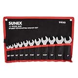 Sunex Tools 9930M 10-Piece Metric & 9930 11-Piece SAE Stubby Combination Wrench Sets
