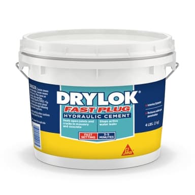 UGL DRYLOK Fast Plug Hydraulic Cement, 4 lb – Stops Water Leaks Instantly, Sets in 3-5 Minutes, Ideal for Masonry Cracks, Gray