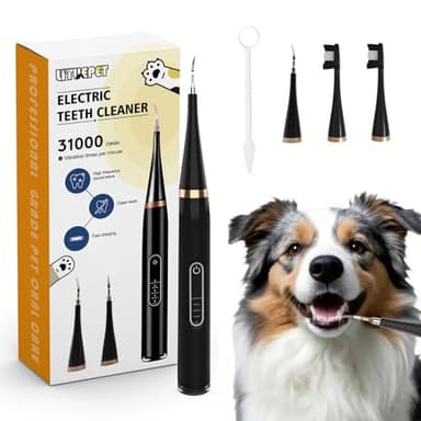 LITUEPET Dog Plaque and Tartar Remover - Dog Tooth Brushing Kit Electric Toothbrush for Dogs,5 Adjustable Mode& 3 Cleaning Head, Plaque Remover for Teeth Stains for Dogs and Cats (Black)