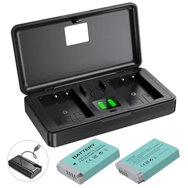 NB-13L Battery(2 Pack) and Charger(2CH) Set,Camera Accessories for Canon G9X,G5X,G1X G7X Mark II/III,SX620/SX720/SX730/SX740 HS, EOS M10/M100/M6,Replacement Rechargeable Lithium Ion Batteries Case