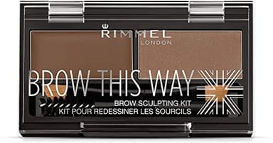 Rimmel Brow This Way Sculpting Kit, Medium Brown, Powder 0.04 Ounce, Wax 0.03 Ounce