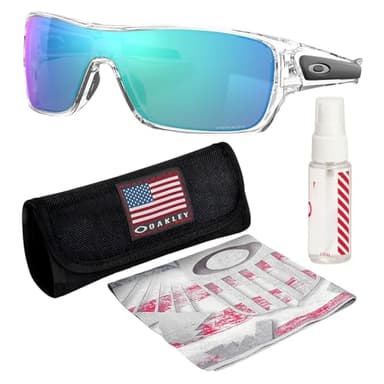 Oakley OO9307 Turbine Rotor Rectangle Shaped Non-Polarized Sunglasses for Men – Includes Official Eyewear Kit – Polished Clear Frame with Prizm Sapphire Lens