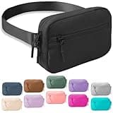 FORZAROCKET Essential Belt Bag w/Long Strap 70" & Front Zip Pocket – Crossbody Bag w/Extended Strap – Fanny Pack for Women Men – Two-Way Zipper Sling Bag – Travel & Plus Size Friendly, Black