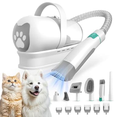 8VR Dog Grooming Kit, Pet Grooming Vacuum with Pet Clipper Nail Grinder, Dog Hair Vacuum with 6 Pet Grooming Tools for Dogs Cats Shedding Grooming