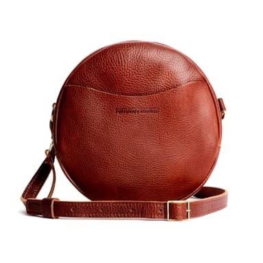 Portland Leather Goods Large Circle Crossbody Bag for Women – Handmade from the Finest Full-Grain Hides – Features Interior & Exterior Pockets & an Adjustable Strap – Nutmeg