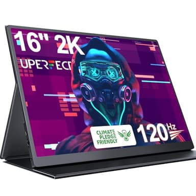 UPERFECT 2K 120Hz Portable Gaming Monitor, 16" 2560x1600 QHD 16:10 400 Nits Portable Monitor for Laptop w/VESA & Cover HDR Eye Care External Second Screen for PC Phone Game Console