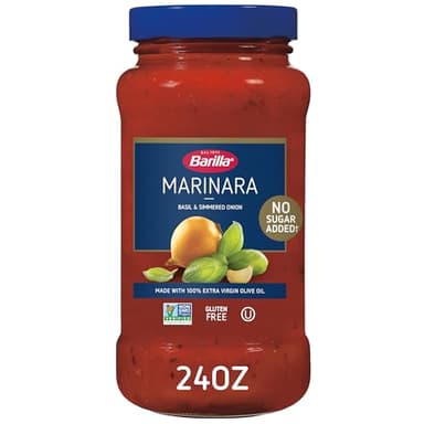 Barilla Pasta Sauce Marinara, 24 Ounce Jar - NO ADDED SUGAR - Made with 100% Extra Virgin Olive Oil - No Artificial Colors, Flavors or Preservatives - Non-GMO, Gluten Free, Kosher