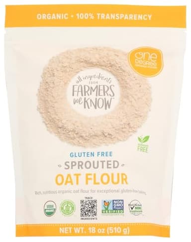 One Degree Organic Foods Gluten Free Organic Sprouted Oat Flour, 18 ounce (Pack of 1)