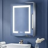 ExBrite LED Lighted Bathroom Medicine Cabinet with Mirror, 24 x 30 Inch, Recessed or Surface led Medicine Cabinet, Defog, Stepless Dimming,Color Temper Change, 2 Outlets, Storage Shelves, Left Hinge