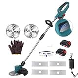 gihusrzx 9 Inch Cordless Lawn Trimmer Weed Wacker, Lawn Mower Grass Edger, Electric Weed Wacker Cordless Trimmer, Retractable Rechargeable Handheld Lawn Mower with Brushless Motor 9 Inch