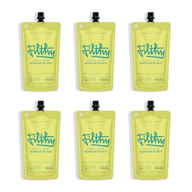 Filthy Margarita Mix, Premium Cocktail Mixer, All-Natural, Non-GMO, Vegan & Gluten-Free, Made with 100% Fresh Florida Lime Juice and Organic Agave Nectar from Jalisco Mexico, 8 Oz Pouch, 6 Pack