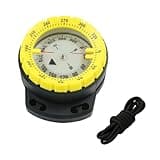 Underwater Navigation Compass, Clear Scale, 50m Dive Depth, Fluorescent Dial for Camping Diving, Elastic Cord, Black (2)