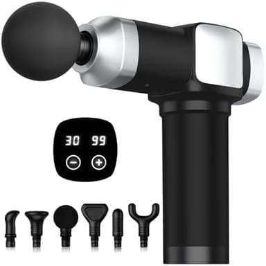 CAMEFER Deep Tissue Massage Gun, Portable Percussion Electric Muscle Massager for Pain Relief, Handheld Massagers with 30 Speeds & 6 Attachments for Back and Neck, Gifts for Men Women