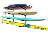 StoreYourBoard 4 Paddleboard Storage Rack, Adjustable Wall Mounted Indoor Garage Organizer, Standup Holds SUPs and Kayaks
