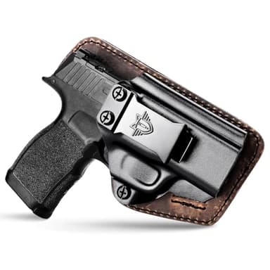 IWB Holster Compatible with Sig P365 / P365 SAS / P365 X Kydex Leather Hybrid Holster Concealed Carry Pistol Holster for Appendix Inside Waistband Right Handed (SigP365/P365SAS/P365X) (Black)