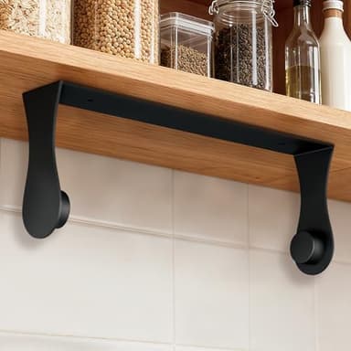 Smipam Paper Towel Holder Under Cabinet, Black, Adhesive & Wall Mount, Under Counter Paper Towel Rack for Kitchen and Bathroom, Home and Kitchen Decor
