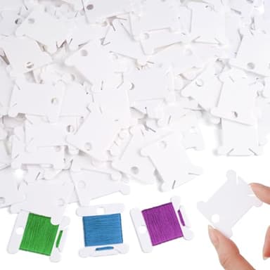 200 PCS Embroidery Floss Bobbins, Plastic Embroidery Floss Organizer, White Sewing Machine Bobbin for Cross Stitch, Thread Holder Sewing Storage for Sewing Thread, Needlework Supplies