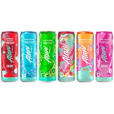 Alani Nu Energy Drinks 6 Flavor Variety Pack - Sugar Free, Low Calorie, 200mg Caffeine, Biotin B Vitamins, Zero Sugar, 10 Calories, 12 Fl Oz Cans, 12 Pack