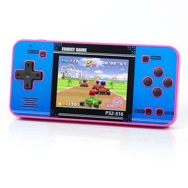 Handheld Game for Kids ，Built-in 220 32-bit Video Games, 3.0” IPS Screen, Rechargeable Portable Game , Travel Mini Arcade Electronic Toys Gift for Boys and Girls (Pink+Blue)