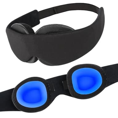 2026 Upgraded Sleep Mask for Dry Eyes – 100% Blackout Adjustable Eye Mask & Moisture Goggles – Soft & Comfortable Reusable Sleeping Mask for Men & Women – Ideal for Travel – Black