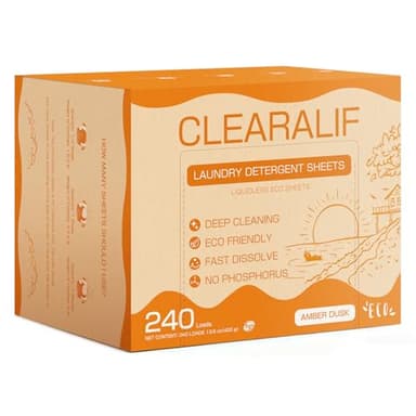 CLEARALIF Laundry Detergent Sheets Up to 240 Loads, AMBER DUSK - Great For Travel,Apartments, Dorms,Laundry Detergent Strips Eco Friendly & Hypoallergenic