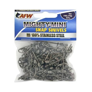 American Fishing Wire Mighty Mini Stainless Steel Snap Swivels, Size #3, 170 lb Test, Gunmetal Black, 50 pc