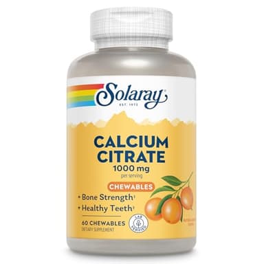 SOLARAY Calcium Citrate 1000mg - Chewable Calcium Supplements for Women and Men - Healthy Teeth and Bone Support - Great, Natural Orange Flavor - Vegan, Gluten Free, 60-Day Guarantee - 15 Servings