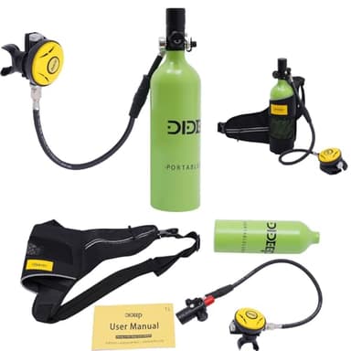 Mini Scuba Tank Diving Tanks 1L Refillable Oxygen Cylinder Scuba Tank 15-20 Min Underwater 5.51lbs Lightweight Underwater Breathing Bottle Lung Tank for Backup Training Exploration Rescue