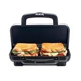 Proctor Silex Deluxe Hot Sandwich Maker with Easy-Clean Durable PFAS-Free Nonstick Ceramic Plates, Fits up to 2 Grilled Cheese, Ruebens, Tortas or Subs, Stainless Steel (25415MN)