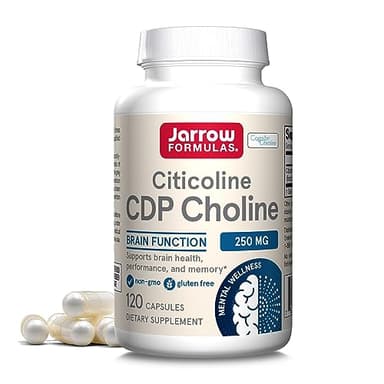 Jarrow Formulas Citicoline CDP 250 MG, CDP Choline Supplements, Support Brain Health, Performance and Memory, 120 Capsules, Up to a 120 Day Supply
