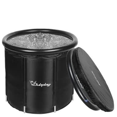 Bubplay Ice Bath Cold Plunge Tub with Cover for Indoor Outdoor for Recovery, Cold Water Therapy, Athletes & Adults -105 Gallons, Black, XL