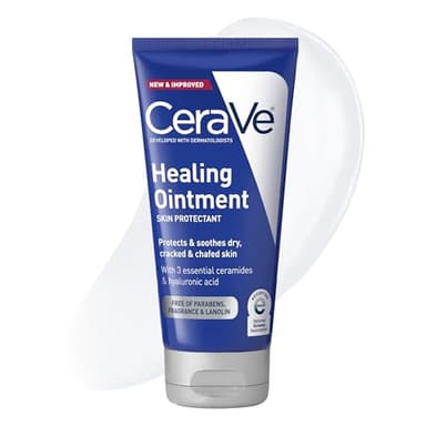 CeraVe Healing Ointment, Hydrating Skin Protectant With Petrolatum, Hyaluronic Acid & Ceramides, Face & Body Skin Barrier Repair For Cracked, Chafed, Dry Skin, Fragrance Free & Lanolin Free, 5 Oz