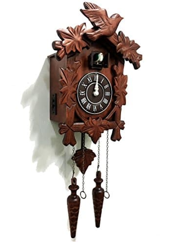 Rylai Cuckoo Clock Vintage Large Wooden Wall Clock Handcrafted 13x9.5 Inch Brown